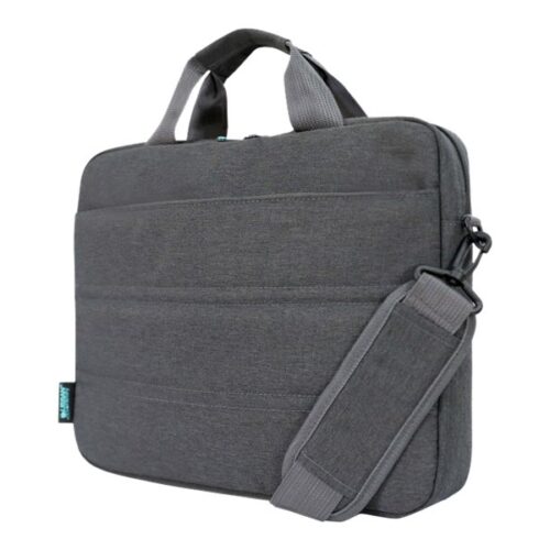 URBAN FACTORY Toploading bag made of recycled Nylon r-PET Reinforced notebook compartment Flat front pocket with zip Back patch