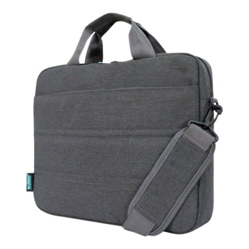 URBAN FACTORY Toploading bag made of recycled Nylon r-PET Reinforced notebook compartment Flat front pocket with zip Back patch