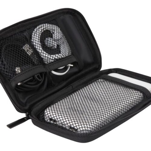 URBAN FACTORY Travel Kit with 3 MFI head cable – in-ear headphones – 5000mAh powerbank and carrying pouch