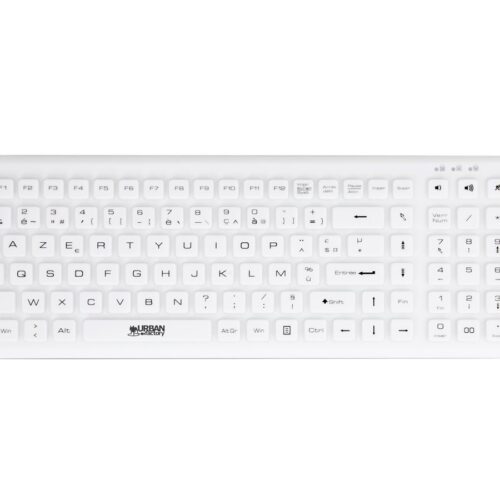URBAN FACTORY USB wired keyboard ABS silicone White Antimicrobial treatment QWERTY
