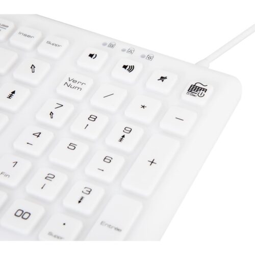 URBAN FACTORY USB wired keyboard ABS silicone White Antimicrobial treatment QWERTY