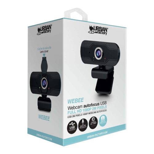 URBAN FACTORY Webcam USB Full HD 1080P 2M Pixels Autofocus