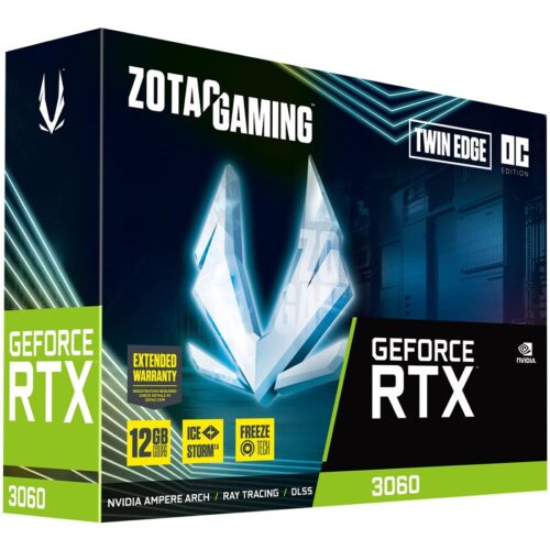 ZOTAC GAMING GeForce RTX 3060 Twin Edge OC 12Go GDDR6 192bit 3xDisplayPort + HDMI 192bit memory bus PCI Express 4.0 16x